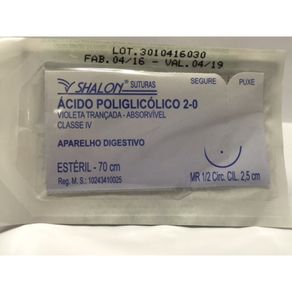 Acido Poliglicólico 2-0 c/Ag 1/2 Circulo 2,5 cm 70 cm Cod-g520mr25 (Vcryl)(Fio de sutura)  - Shalon