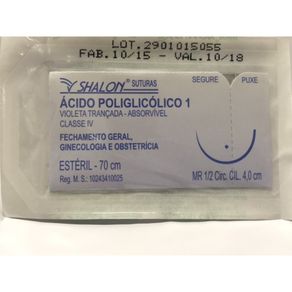 Acido Poliglicólico 1 c/Ag 1/2 Circulo 4 cm 70 cm Cod-g501mr40  (Vicryl) (Fio de sutura)-  Shalon