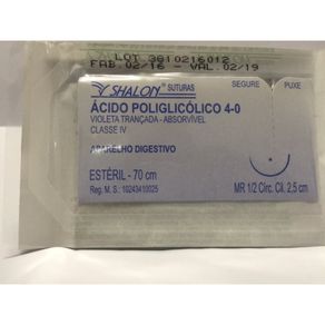 Acido Poliglicólico 4-0 c/Ag 1/2 Circulo 2,5 cm 70 cm Cod-g540mr25 (Vicryl)  (Fio de sutura)- Shalon