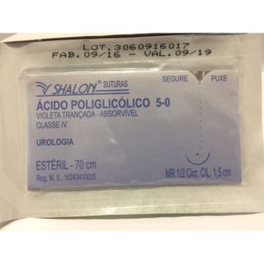 Acido Poliglicólico 5-0 c/ag 1/2 Circulo 1,5 cm 70 cm cod-g550mr55 70 cm (vicryl) (Fio de sutura) - Shalon