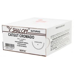 Catgut Cromado 4-0 (Com agulha) - Shalon Agulha 1/2 Circular/Cilíndrica 4,0cm (C440MR40)
